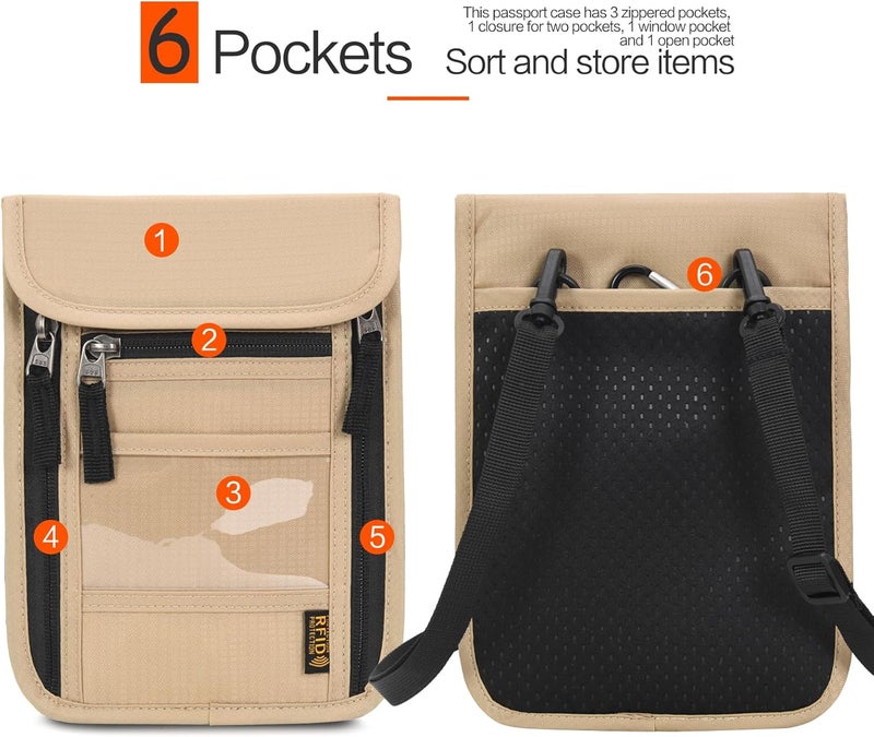 Arouselove Neck Wallet Lightweight RFID Blocking Waterproof Travel Pouch for Women Men - Image 2